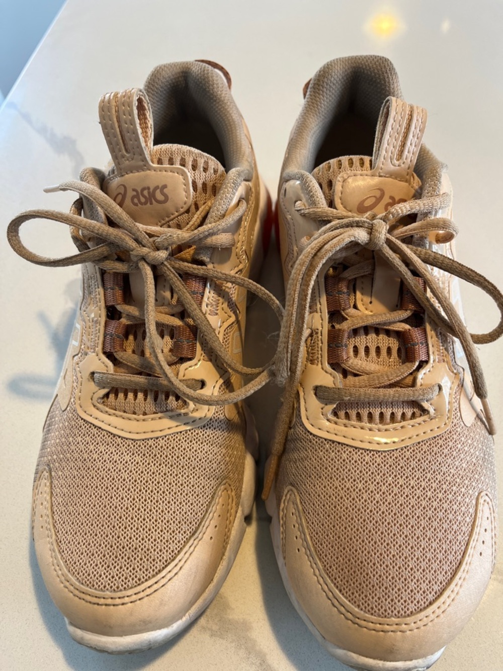 ASICS Kids Beige and Light Brown Mesh Sneakers